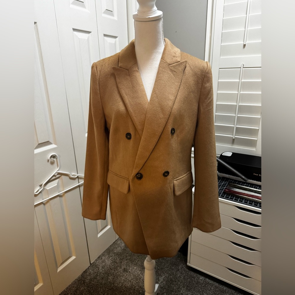 LOFT Tan Double-Breasted Blazer